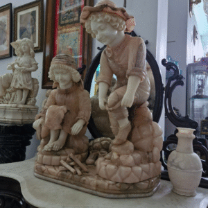 Boy and Girl firing wood
